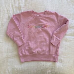 Savannah Monogram Rainbow Embroidered Pink Kids Sweatshirt - 3T